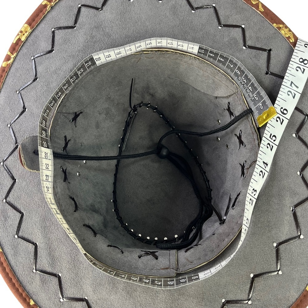 Brown‎ Felt Skull and Bone Western Cowboy Hat - Picture 10 of 12